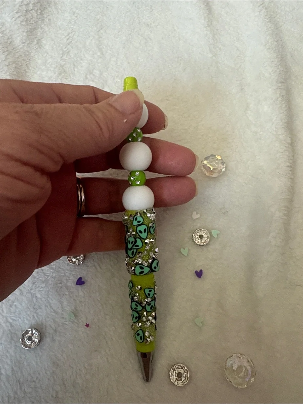 Green Alien Bead Ballpoint Pen - Decorative Home Office Stationery